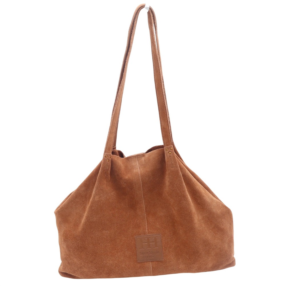Suede Brown Shopper Tote Bag